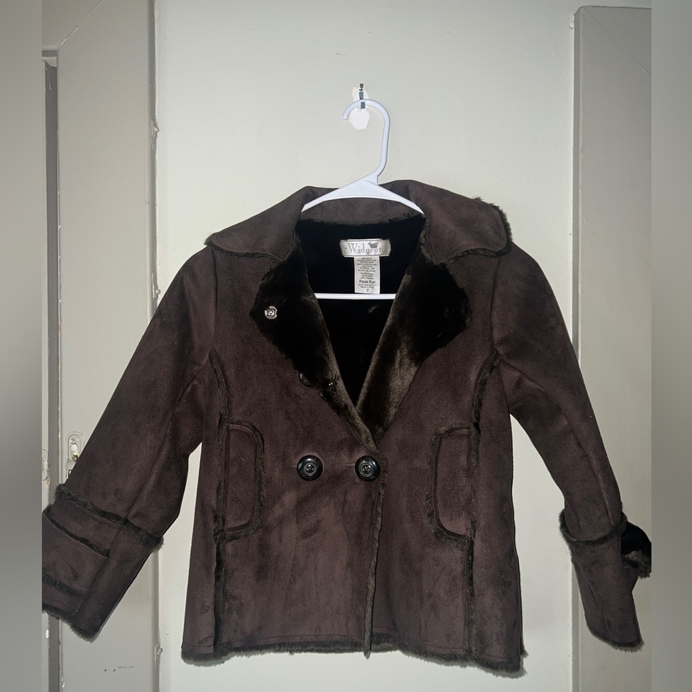 Widgeon chocolate brown Faux Fur and Suede Jacket